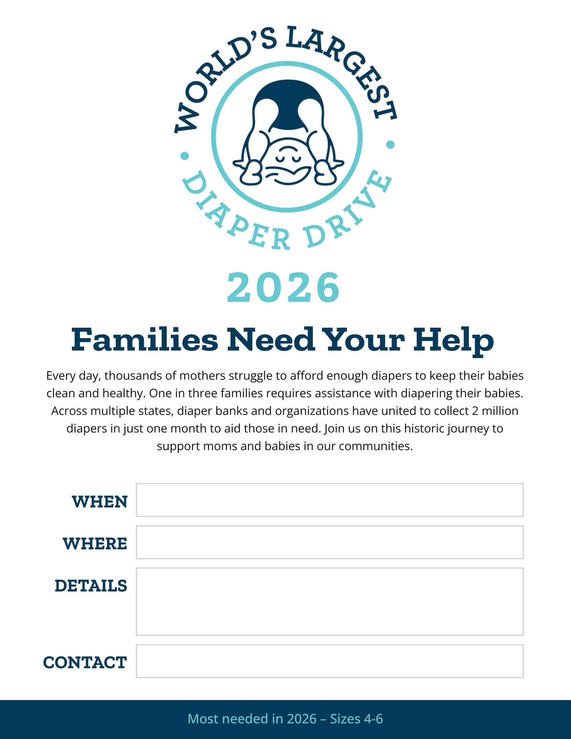 Worlds Largest diaper drive 2026 8x11 poster